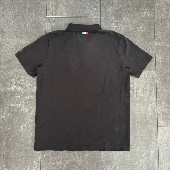 Puma Scuderia Ferrari Mens Polo Shirt Black Short Sleeve Pocket Shield Logo M - Picture 4 of 6